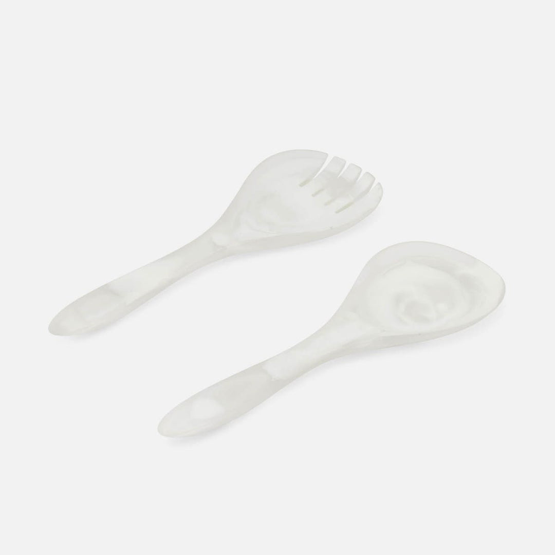 Laney White Swirled Serving Set 2-Piece Set: Serving Spoon Serving Fork