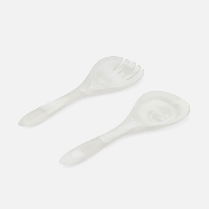 Laney White Swirled Serving Set 2-Piece Set: Serving Spoon Serving Fork