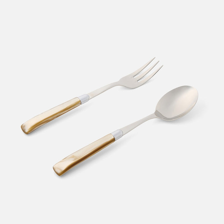 Colson Champagne/Polished Silver 2-Piece Serving Set Spoon,Fork Acrylic/Stainless Steel