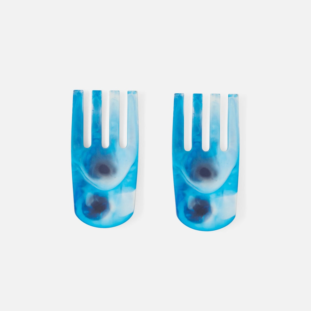 Parker Blue Swirled Serving Set Resin Set/2