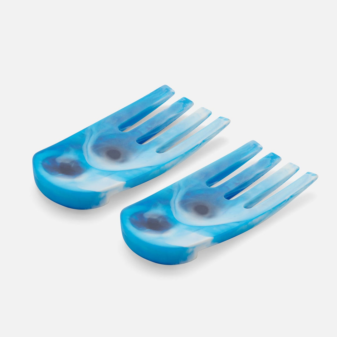 Parker Blue Swirled Serving Set Resin Set/2