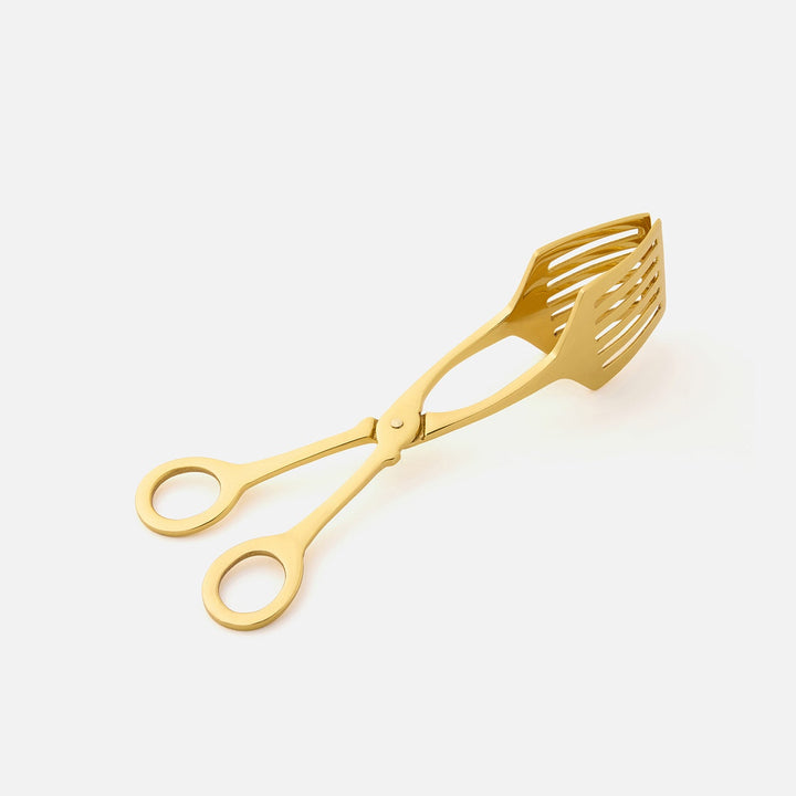 Zena Polished Gold Serving Tongs Brass Pack/2 Boxed