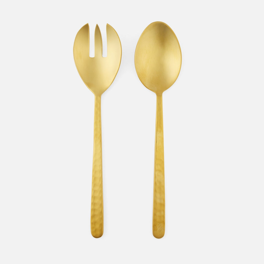 Zora Polished Gold Serving Set 2-Piece Set: Serving Spoon Serving Fork