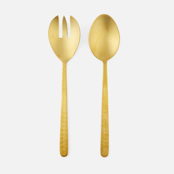 Zora Polished Gold Serving Set 2-Piece Set: Serving Spoon Serving Fork