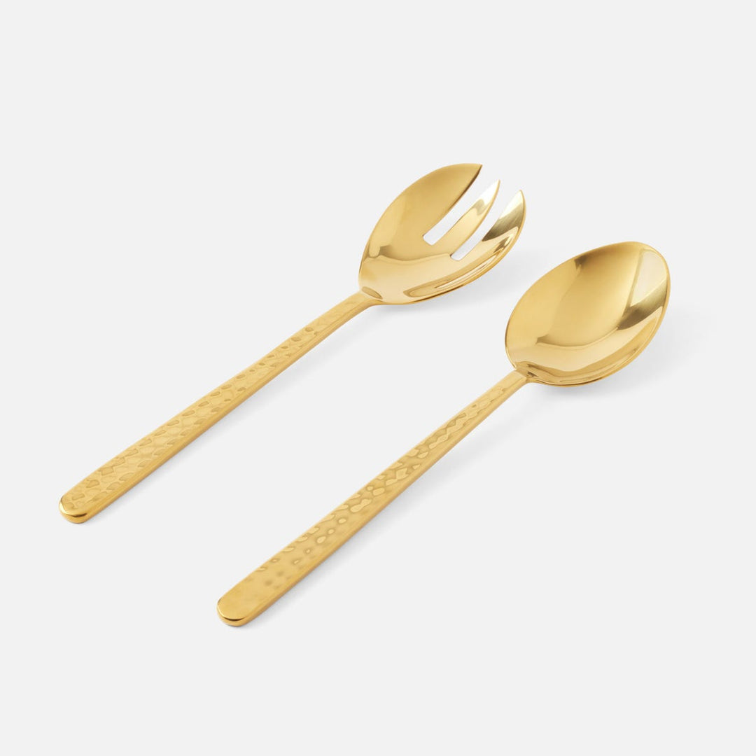 Zora Polished Gold Serving Set 2-Piece Set: Serving Spoon Serving Fork