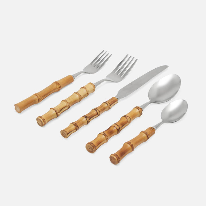 Zoya Matte Silver Flatware 5-Piece Set: Knife Dinner Fork Salad Fork Soup Spoon Tea Spoon