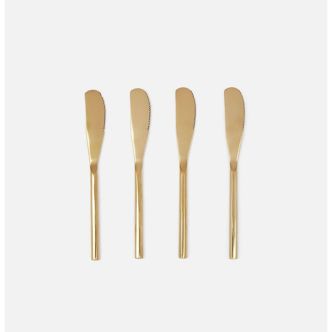 Gwen Polished Gold Hexagon Flatware Collection Spreaders Set/4