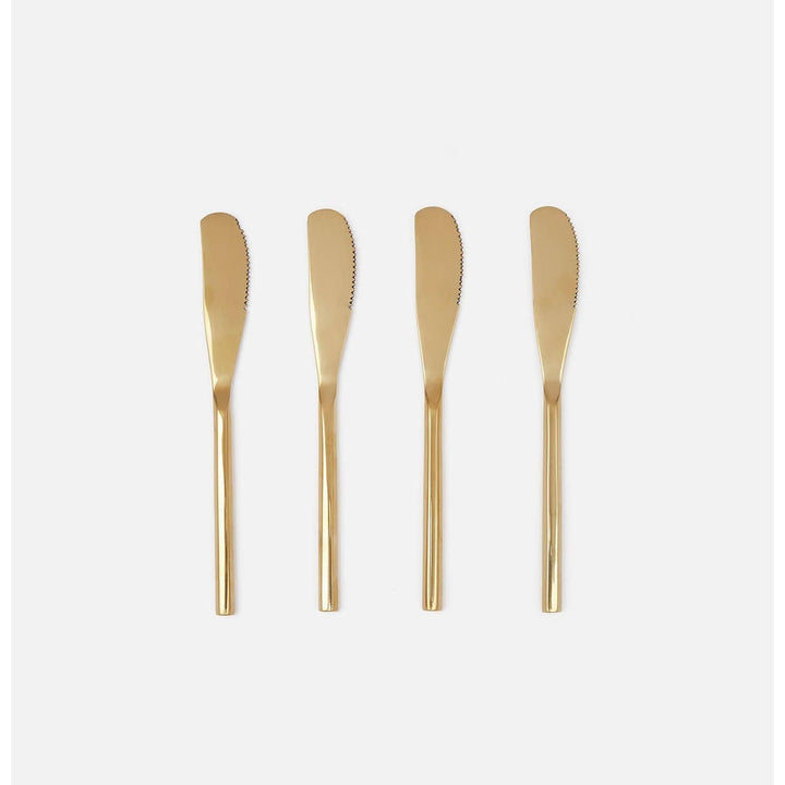 Gwen Polished Gold Hexagon Flatware Collection Spreaders Set/4