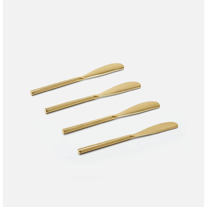 Gwen Polished Gold Hexagon Flatware Collection Spreaders Set/4