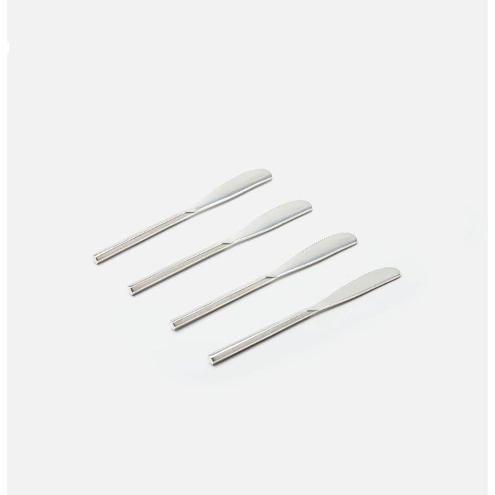 Gwen Polished Silver Hexagon Flatware Collection Spreaders Set/4