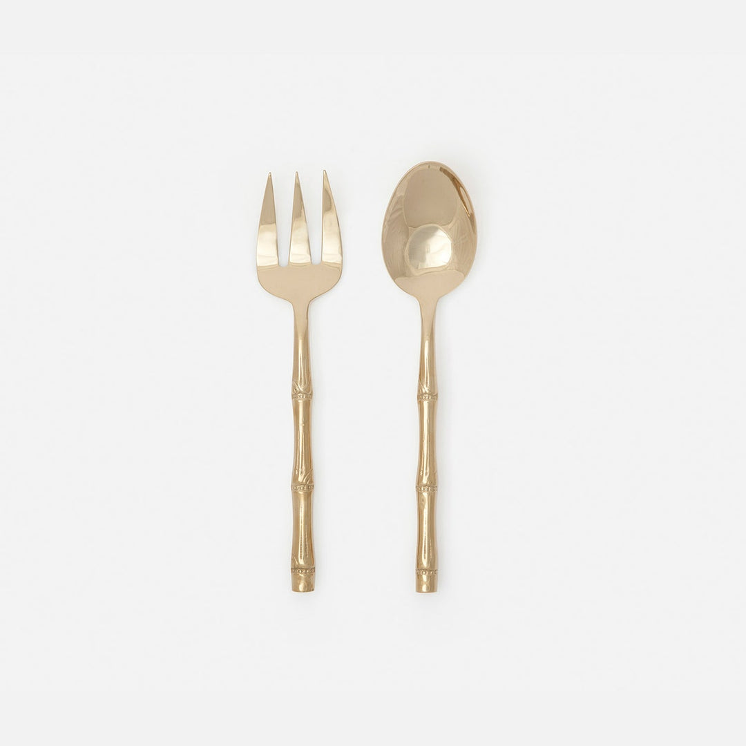 Liliana Polished Gold Serving Set 2-Piece Set: Serving Spoon Serving Fork