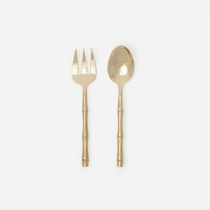 Liliana Polished Gold Serving Set 2-Piece Set: Serving Spoon Serving Fork