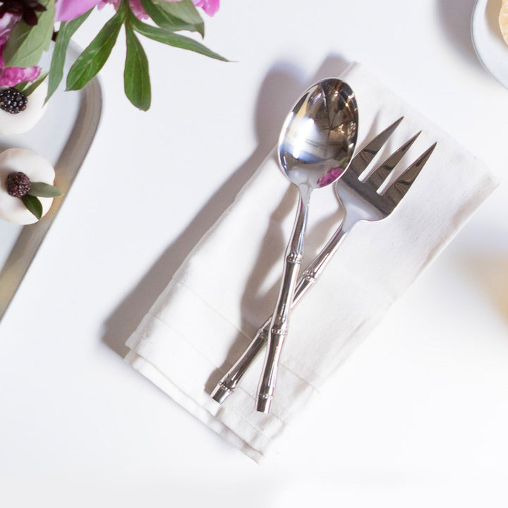 Liliana Polished Silver Serving Set 2-Piece Set: Serving Spoon Serving Fork