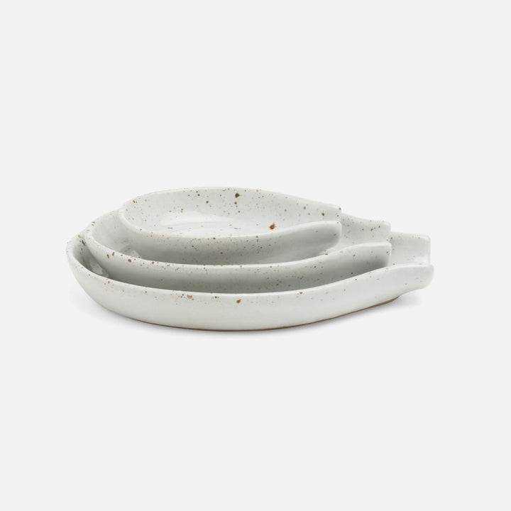 Marcus White Salt Glaze Spoon Rest Stoneware Set/3