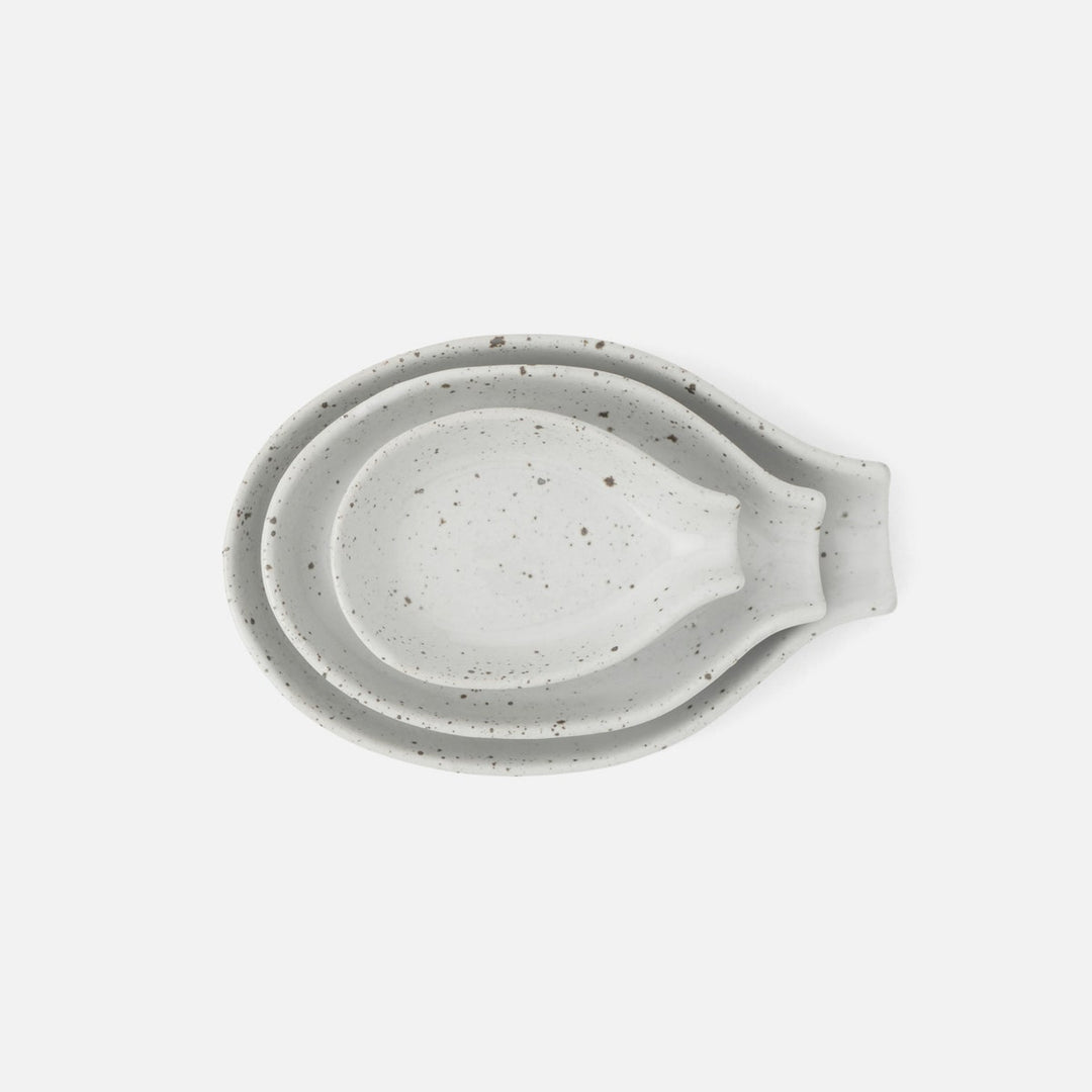 Marcus White Salt Glaze Spoon Rest Stoneware Set/3
