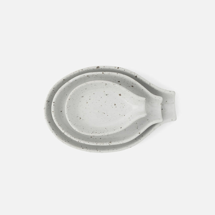 Marcus White Salt Glaze Spoon Rest Stoneware Set/3