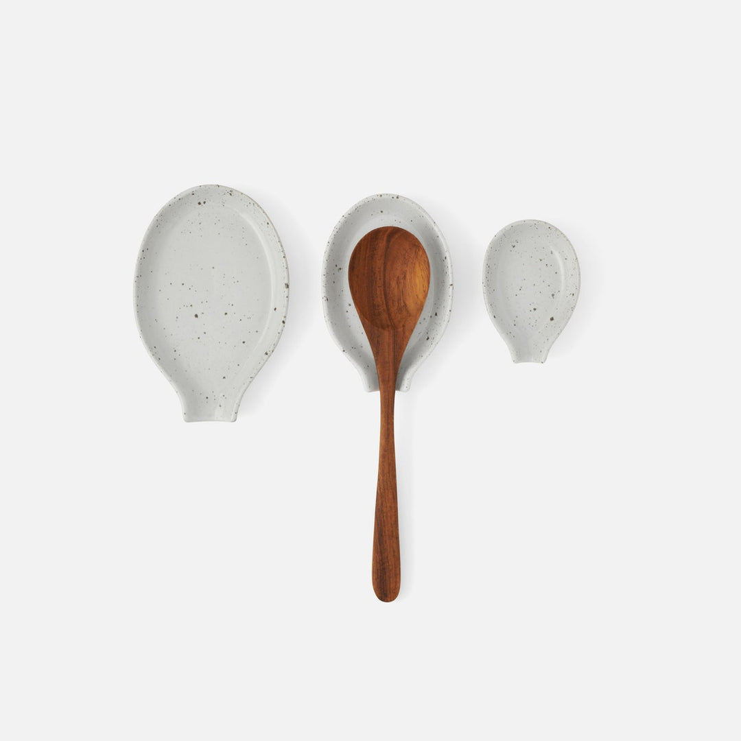 Marcus White Salt Glaze Spoon Rest Stoneware Set/3