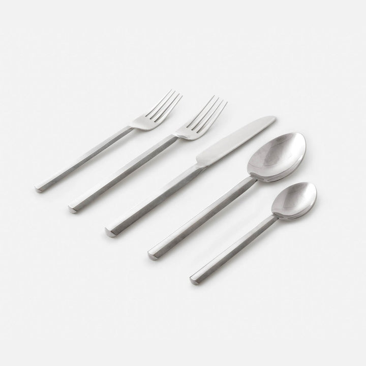 Roland Polished Silver Flatware 5-Piece Set: Knife Dinner Fork Salad Fork Soup Spoon Tea Spoon