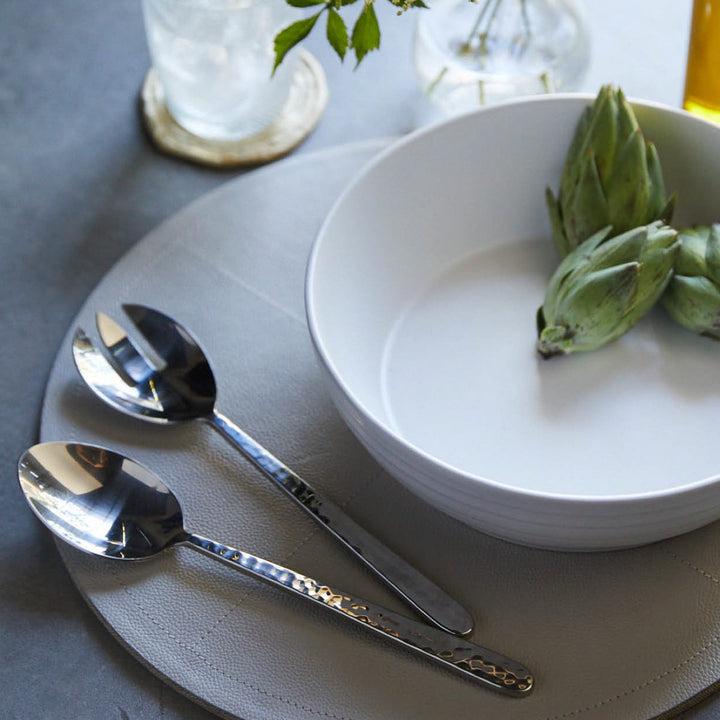 Zora Polished Silver Serving Set 2-Piece Set: Serving Spoon Serving Fork