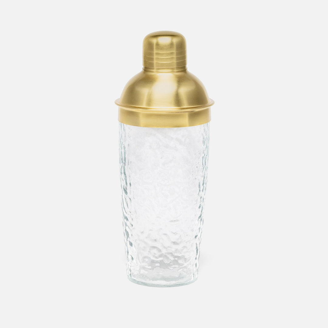 Allegra Clear/Gold Cocktail Shaker Hammered Glass/Matte Brass