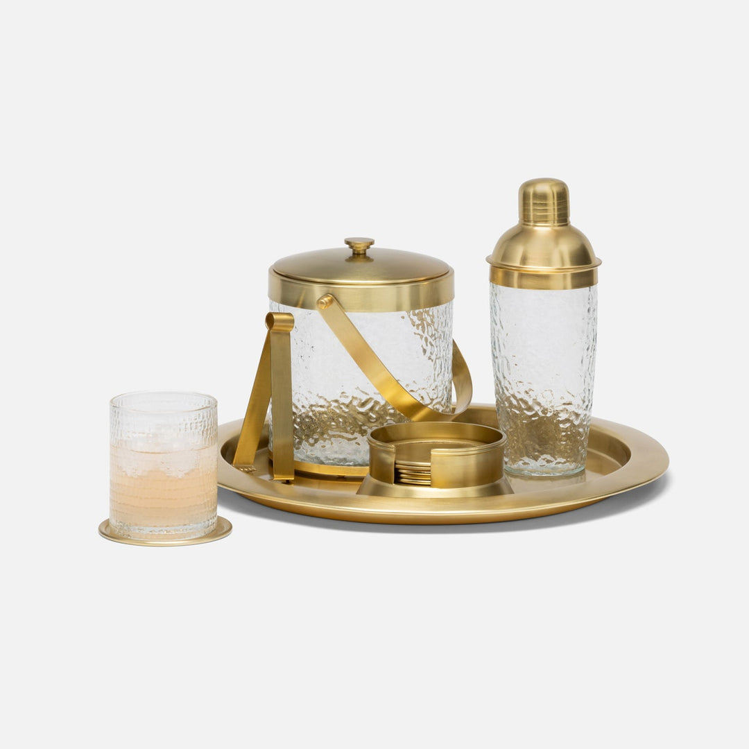 Allegra Clear/Gold Cocktail Shaker Hammered Glass/Matte Brass