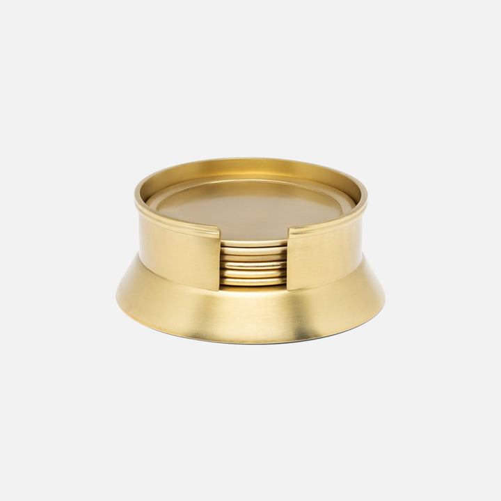 Allegra Gold Round Coaster Set Of 6 Matte Brass