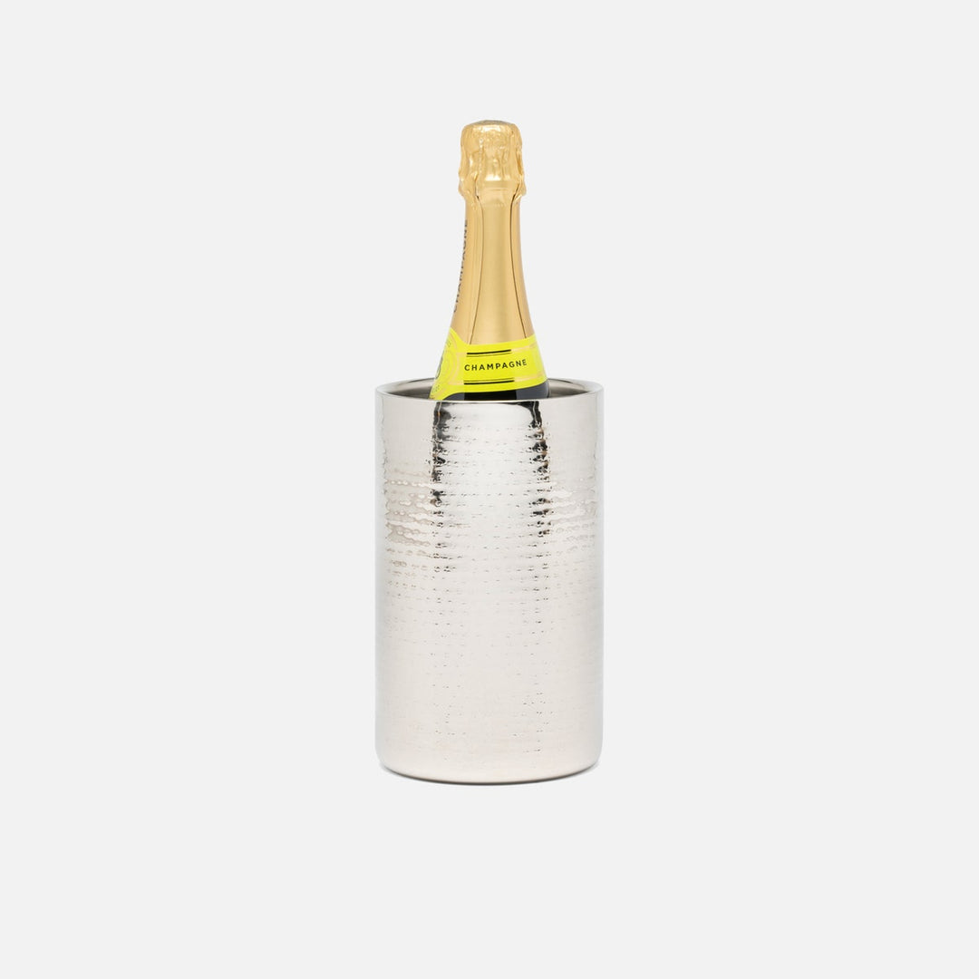 Amherst Polished Silver Wine Chiller Hammered Stainless Steel
