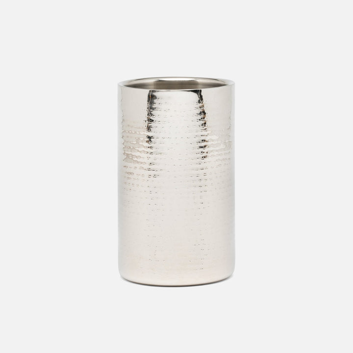 Amherst Polished Silver Wine Chiller Hammered Stainless Steel