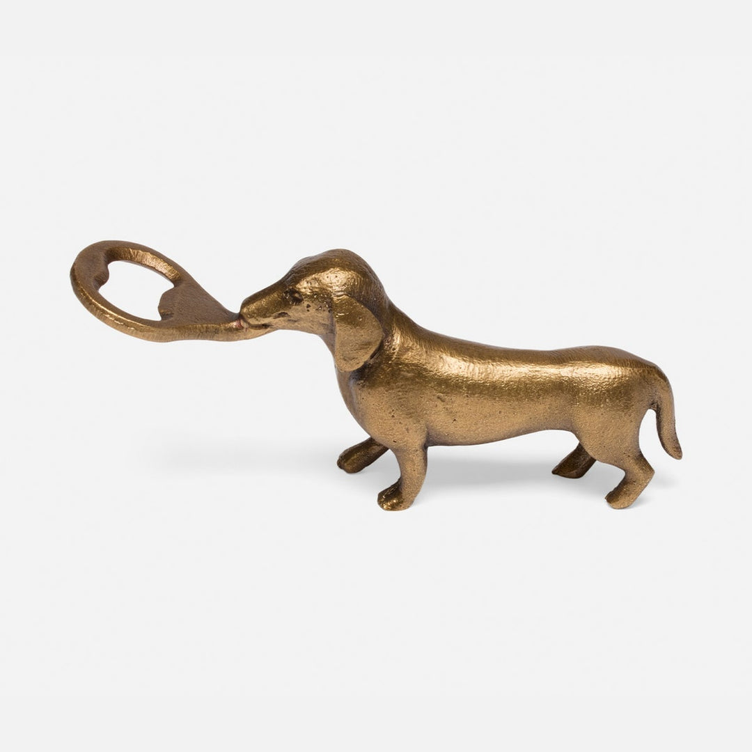 Bruno Antique Gold Dachshund Bottle Opener Brass Set/2