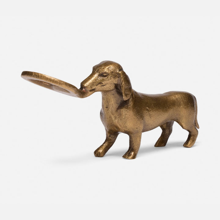 Bruno Antique Gold Dachshund Bottle Opener Brass Set/2