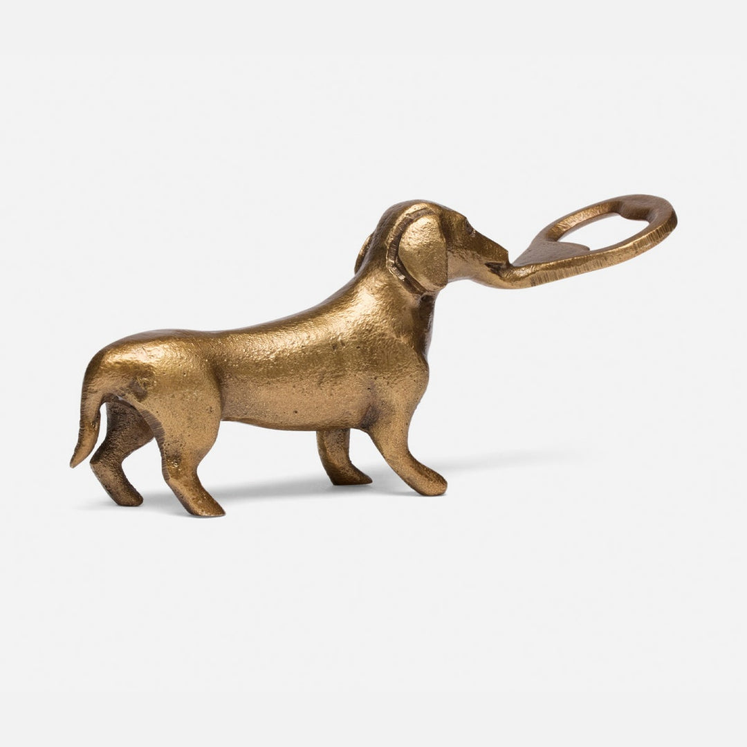 Bruno Antique Gold Dachshund Bottle Opener Brass Set/2
