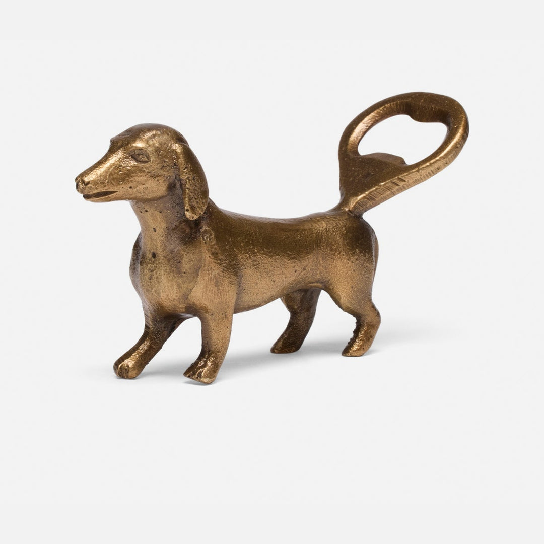 Bruno Antique Gold Dachshund Bottle Opener Brass Set/2