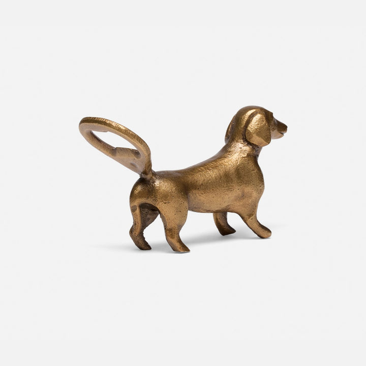 Bruno Antique Gold Dachshund Bottle Opener Brass Set/2