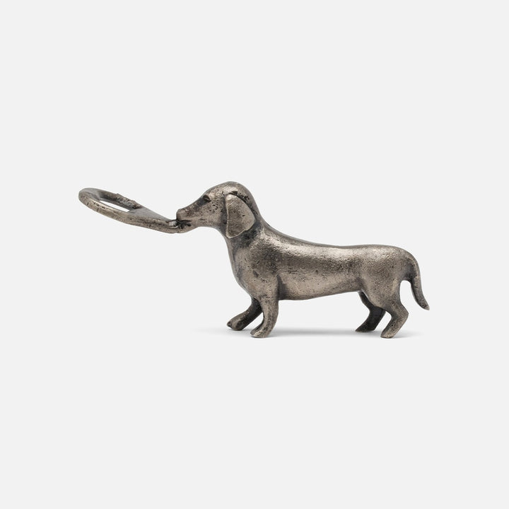 Bruno Antique Pewter Dachshund Bottle Opener Brass Set/2