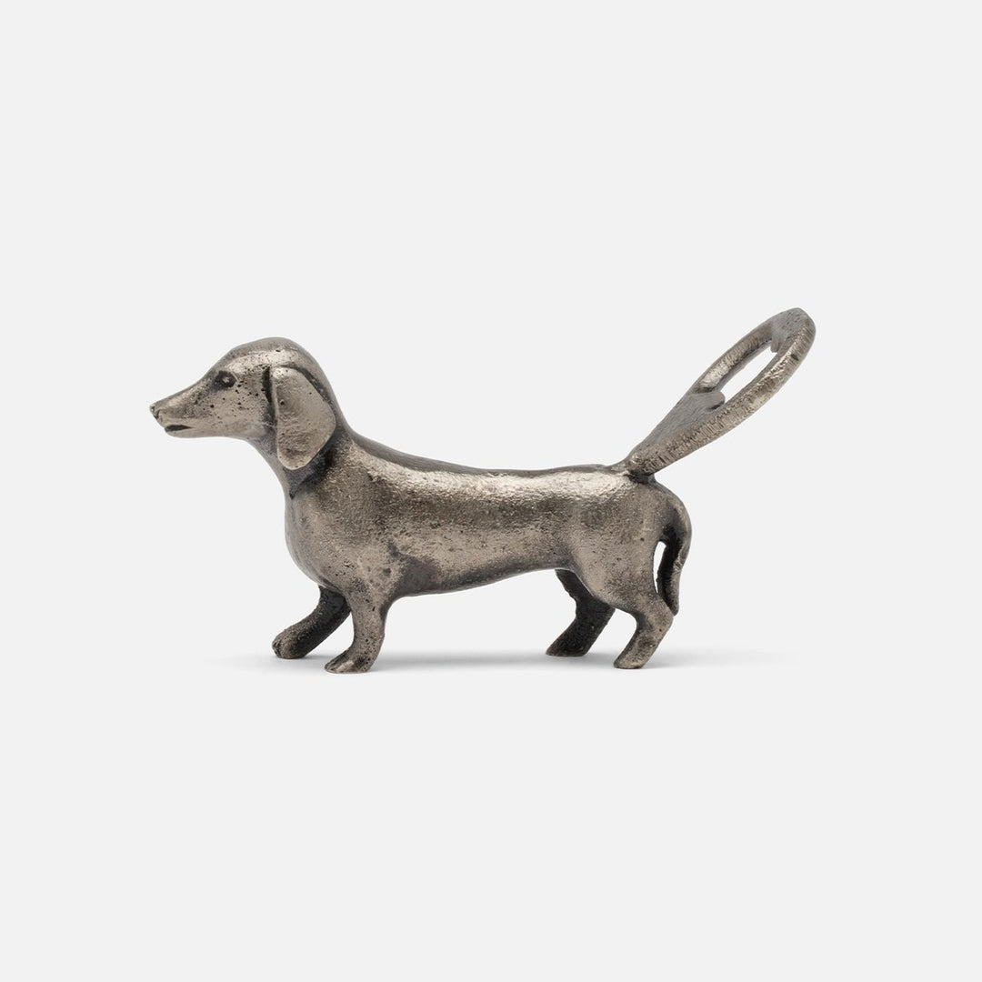 Bruno Antique Pewter Dachshund Bottle Opener Brass Set/2