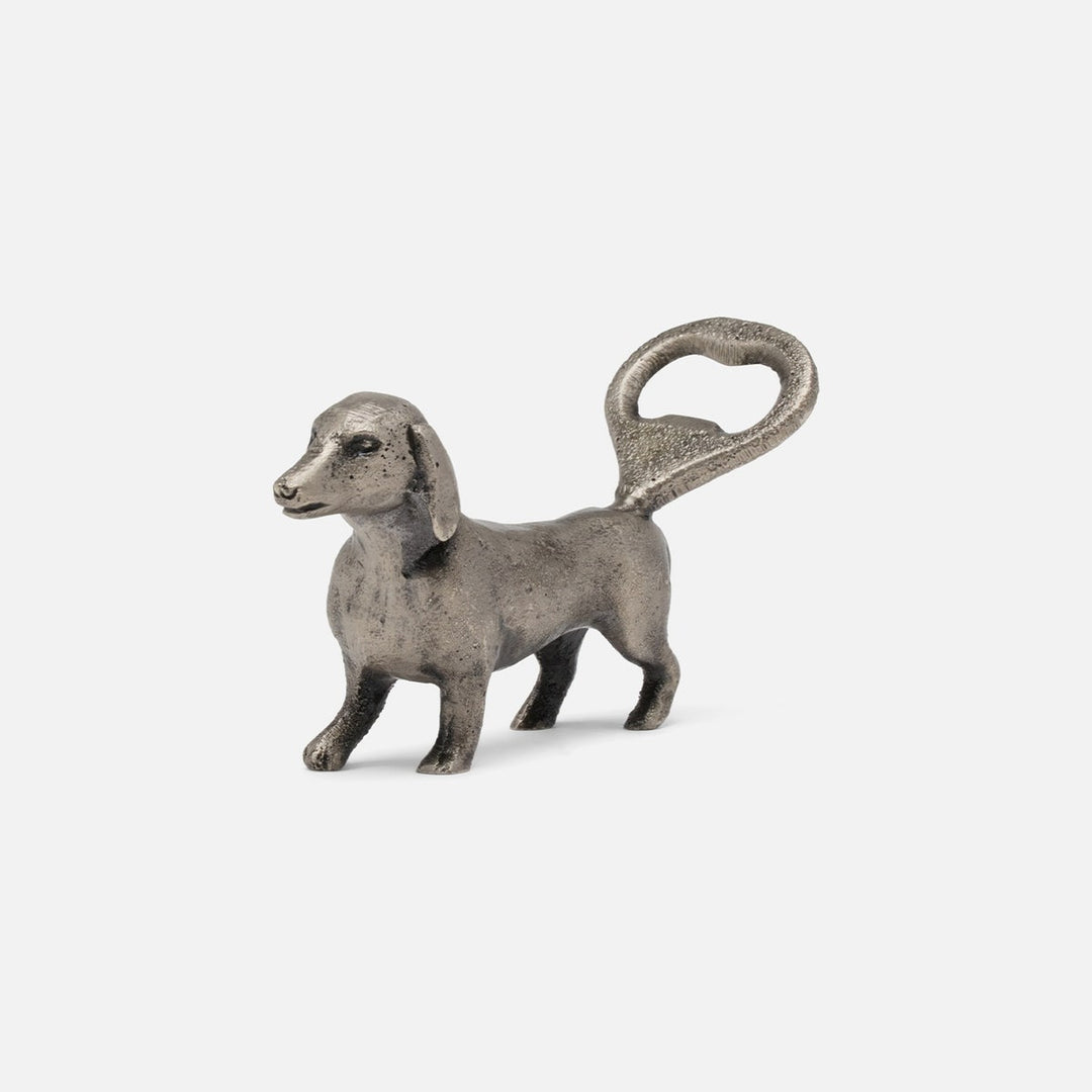 Bruno Antique Pewter Dachshund Bottle Opener Brass Set/2