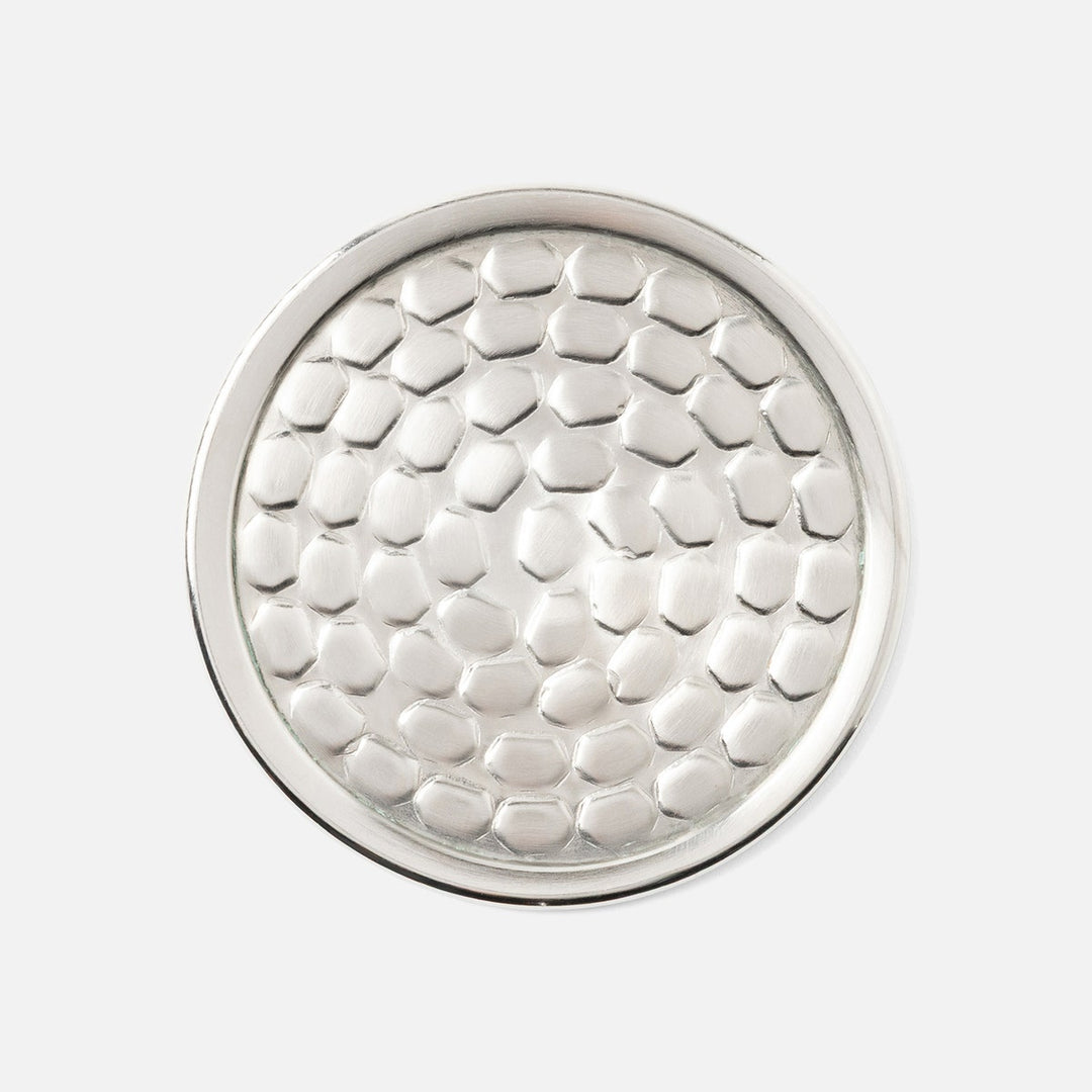Conway Shiny Nickel Coaster Set Of 6 Hammered Metal
