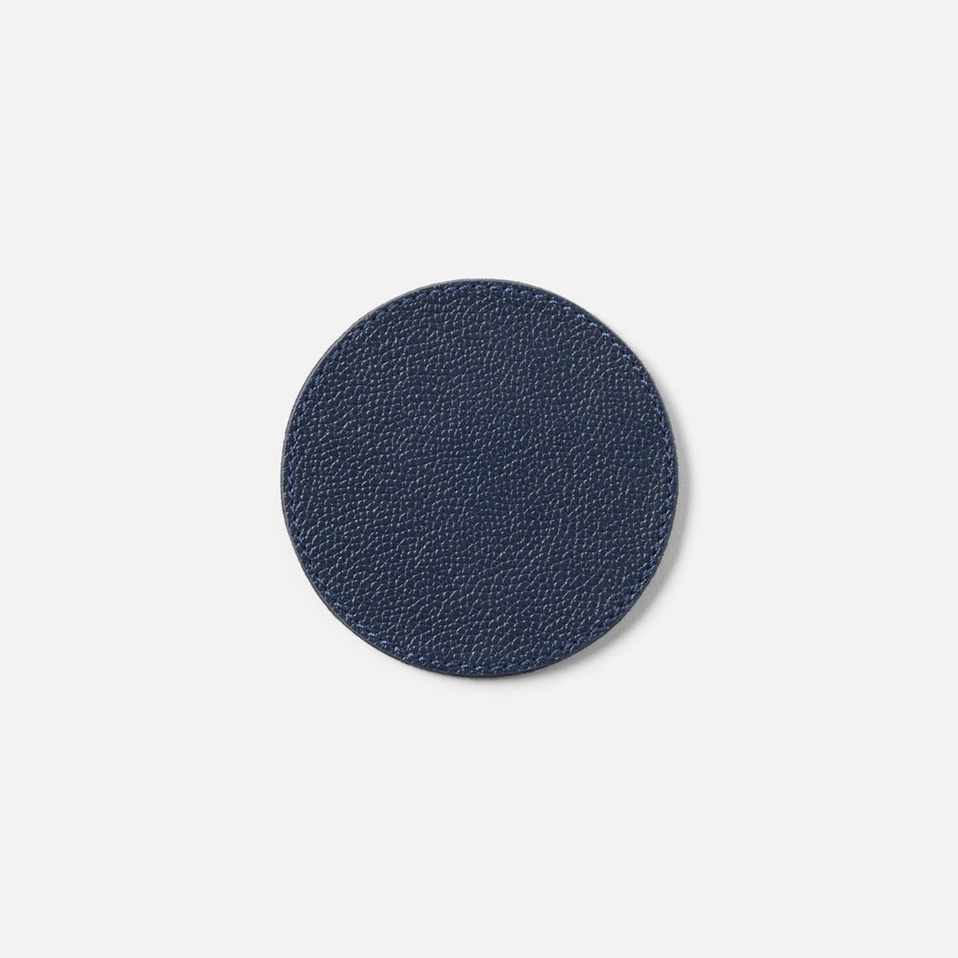 Fordham Navy Braided Coaster Set Of 6 Full-Grain Leather