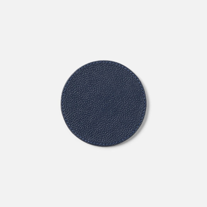 Fordham Navy Braided Coaster Set Of 6 Full-Grain Leather