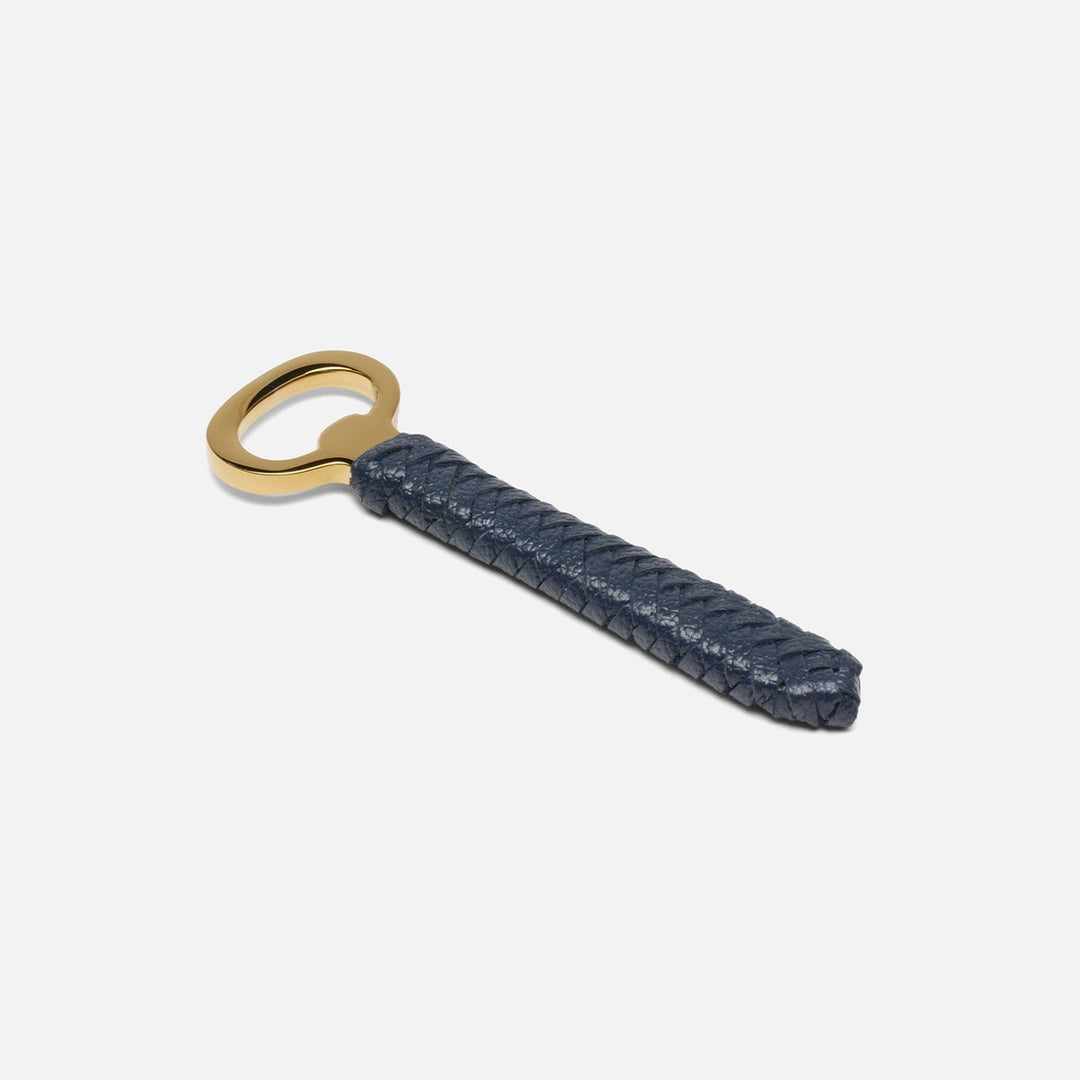 Fordham Polished Gold/Navy Braided Bottle Opener Stainless Steel/Leather Pack/3