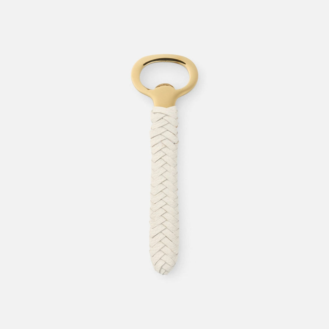 Fordham Polished Gold/White Braided Bottle Opener Stainless Steel/Leather Pack/3
