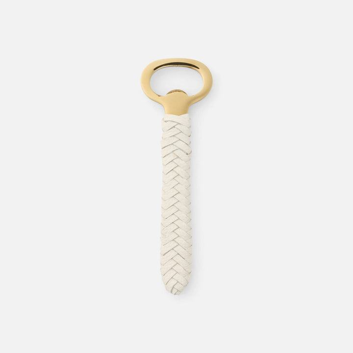 Fordham Polished Gold/White Braided Bottle Opener Stainless Steel/Leather Pack/3