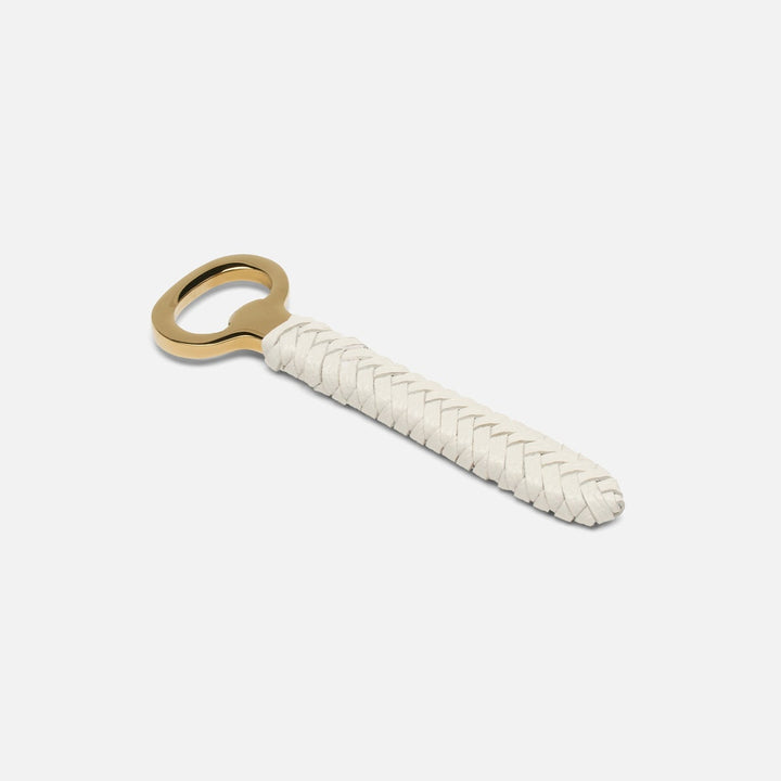Fordham Polished Gold/White Braided Bottle Opener Stainless Steel/Leather Pack/3