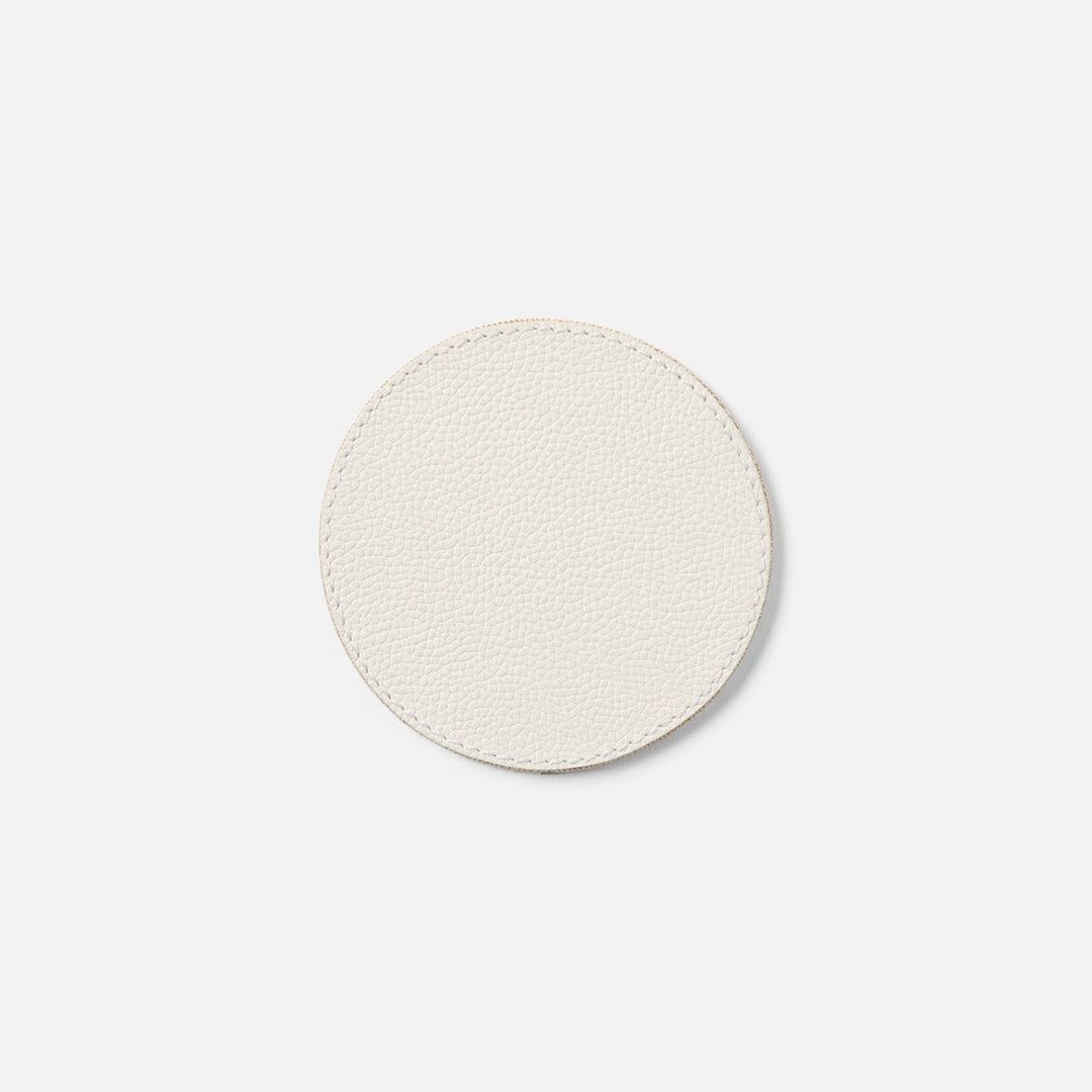 Fordham White Braided Coaster Set Of 6 Full-Grain Leather