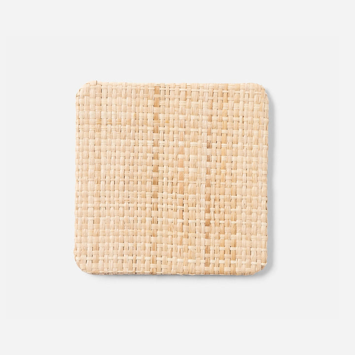 Gable Natural/Country Blue Coaster Set Of 6 Raffia/Leather