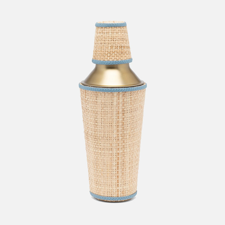 Gable Natural/Country Blue Gold Cocktail Shaker Raffia/Leather