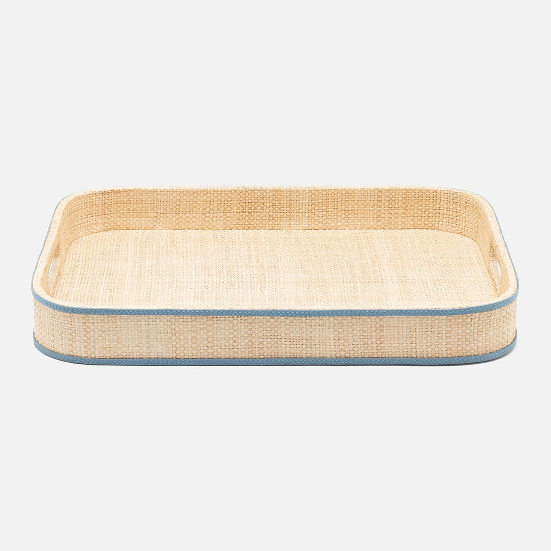 Gable Natural/Country Blue Tray Rectangular Raffia/Leather