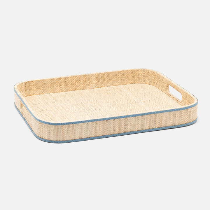 Gable Natural/Country Blue Tray Rectangular Raffia/Leather