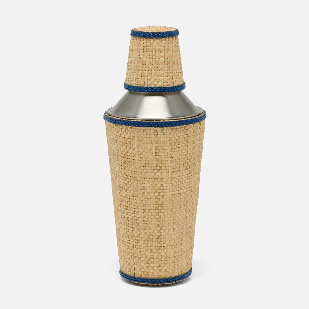 Gable Natural/Navy Silver Cocktail Shaker Raffia/Leather