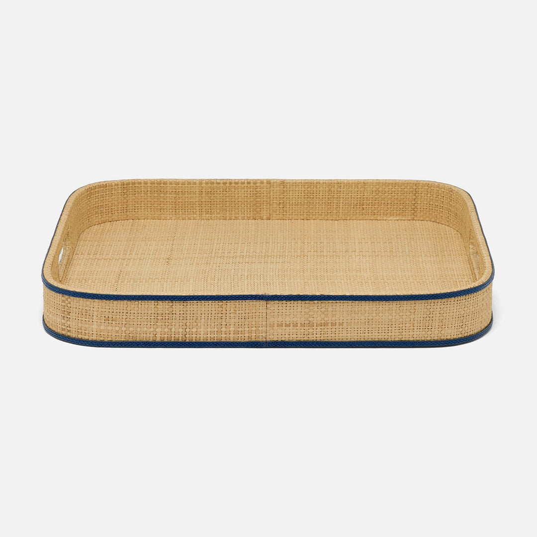 Gable Natural/Navy Tray Rectangular Raffia/Leather